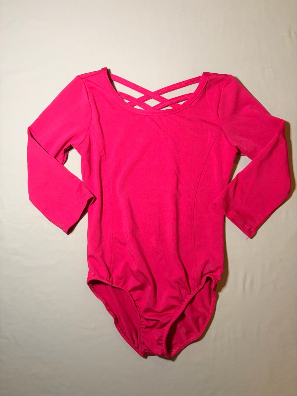 Capezio Future Star Girls Medium Pink Leotard Criss Cross Back Dance Gymnastics